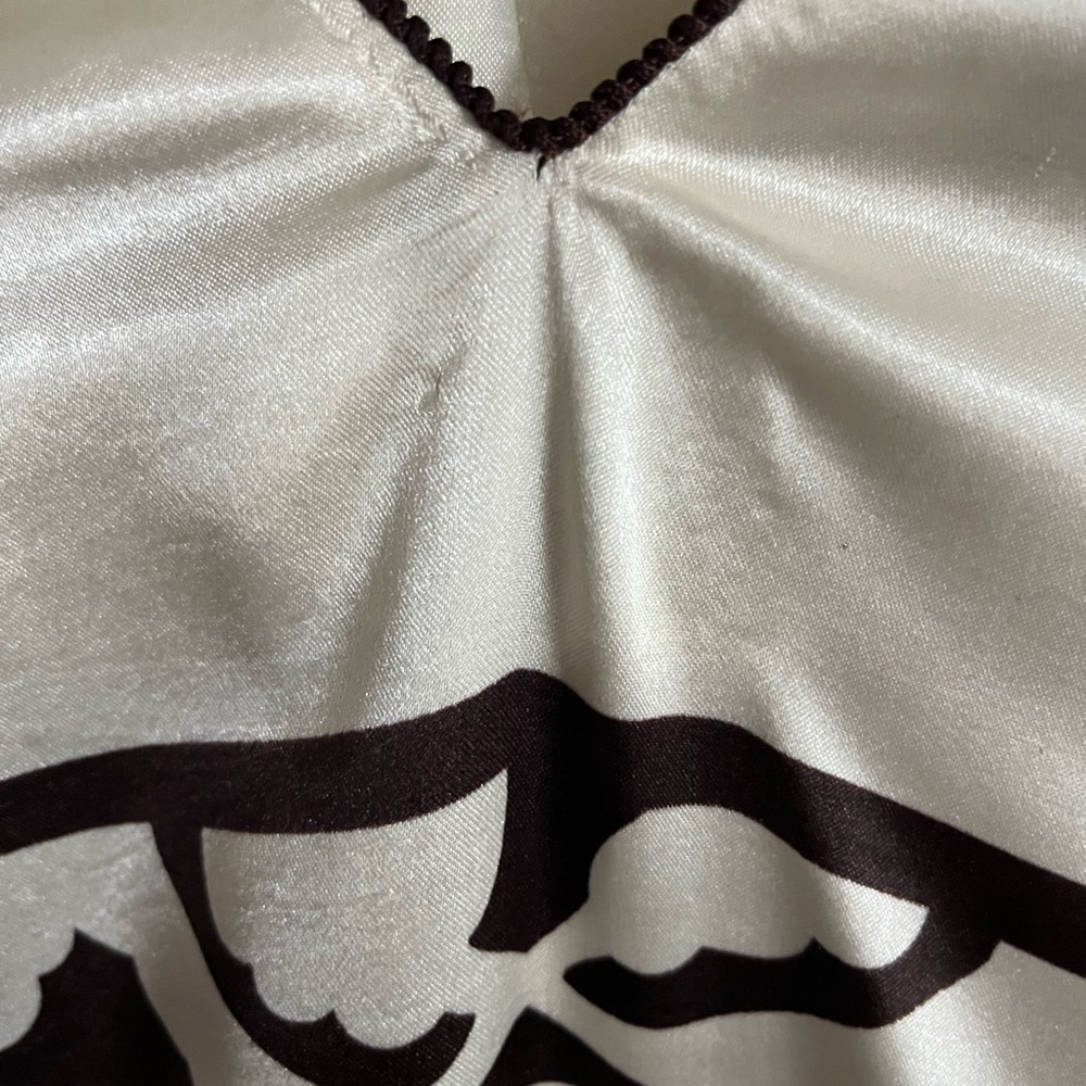VTG Winlar Silky Art-To-Wear Brown/Cream Pancho Lagenlook Patterned Kaftan OS - Picture 2 of 12